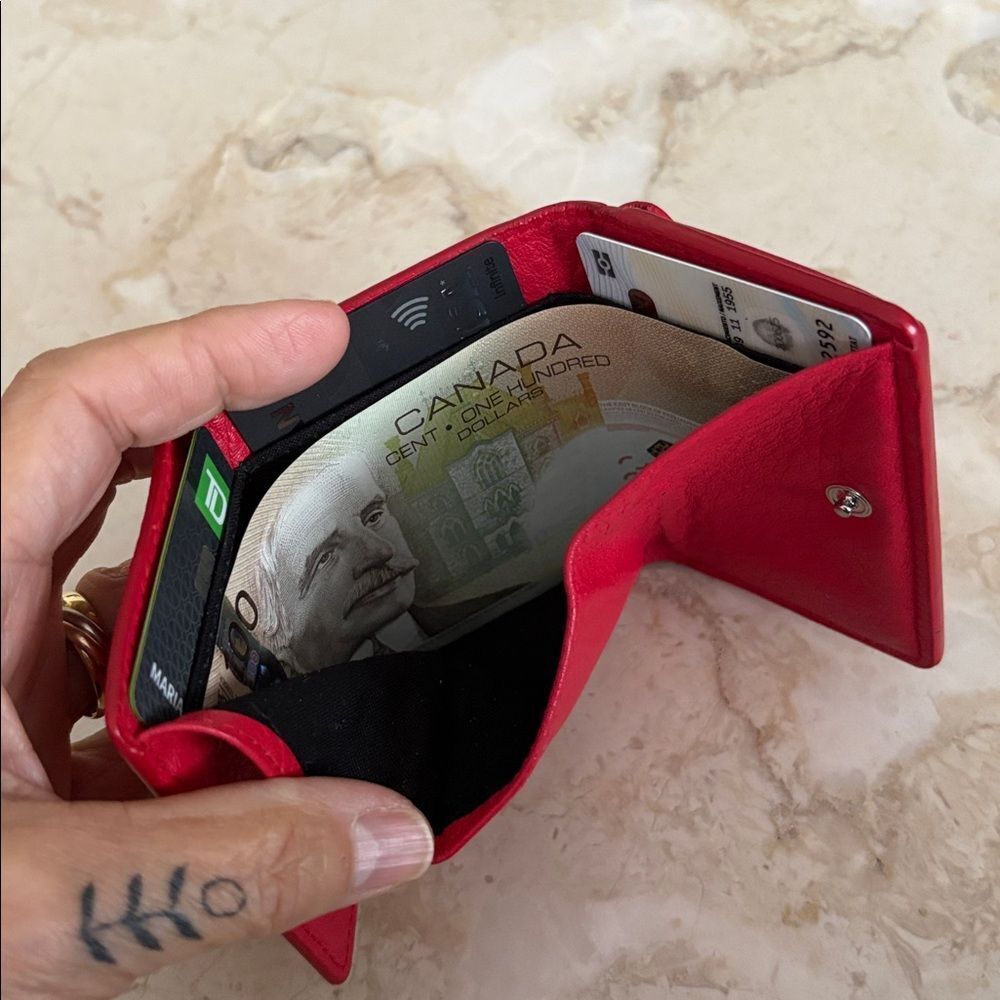 Balenciaga Papier Mini Tri-Fold Wallet Red Leather - Picture 12 of 13